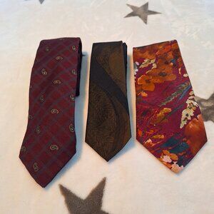Lot of 3 Men's Neck Ties Vintage Bugle Boy, Ferrell Reed,‎ Mikael York Silk Wool
